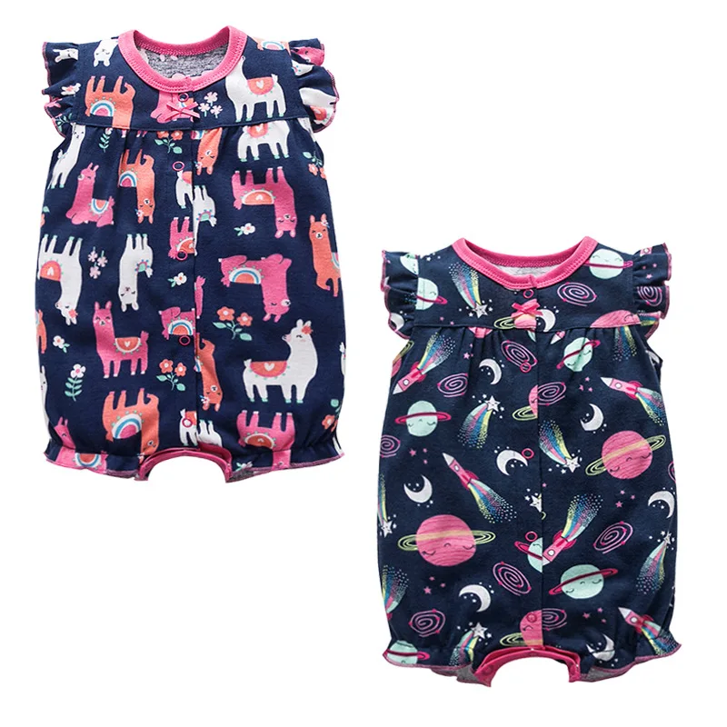 Wholesale Summer Colorful Stripe Soft Cotton Baby Romper Cheap Baby Clothes Custom Logo Baby Short Sleeve Romper Unisex