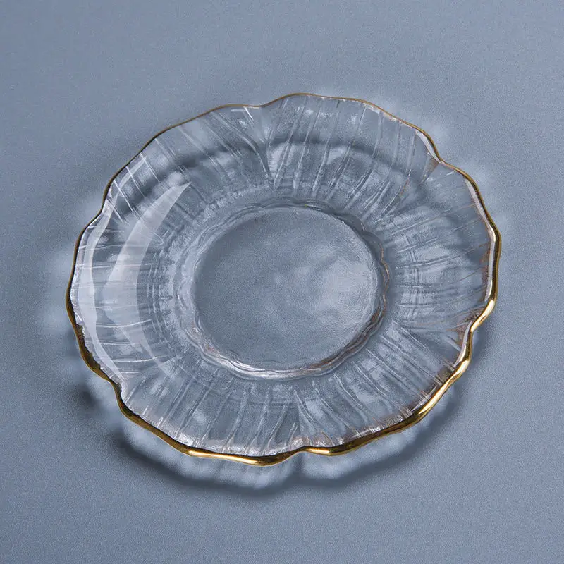 Exquisite handmade creative glass cup mat, high temperature resistant and heat insulation cup mat, Simple Japanese gold tea set