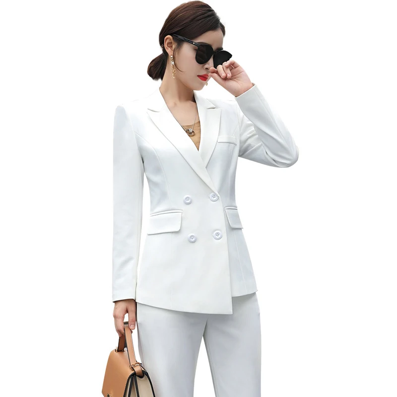 Деловой костюм высокого качества, повседневный женский костюм, брюки, комплект из двух предметов, новинка 2021, летний элегантный женский Блейзер, куртка, деловой костюм