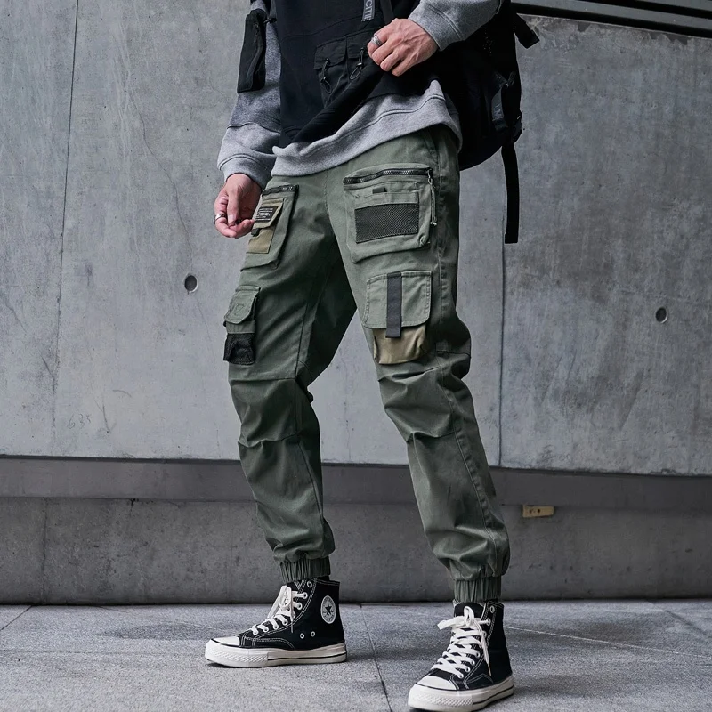 ANSZKTN Mens Cargo Pants Men Fashion 2021 Spring Baggy Joggers Korean Style Hip Hop Japanese Streetwear Jogging Pants For Men