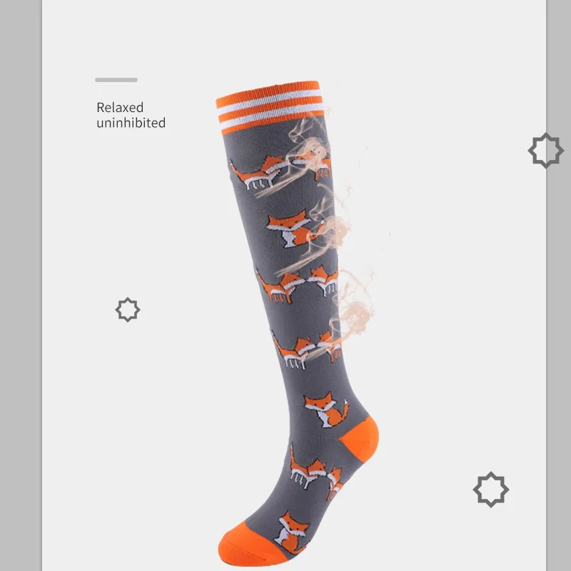 Custom Pattern Breathable Colorful Fancy Knee High Graduated Medical Compression Socks