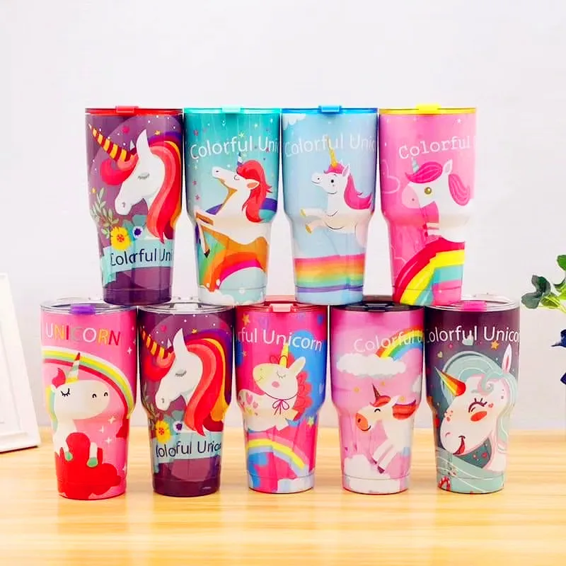 Christmas Gifts 30oz double wall stainless steel tumbler unicorn Christmas elk high capacity 900ml gift coffee mug