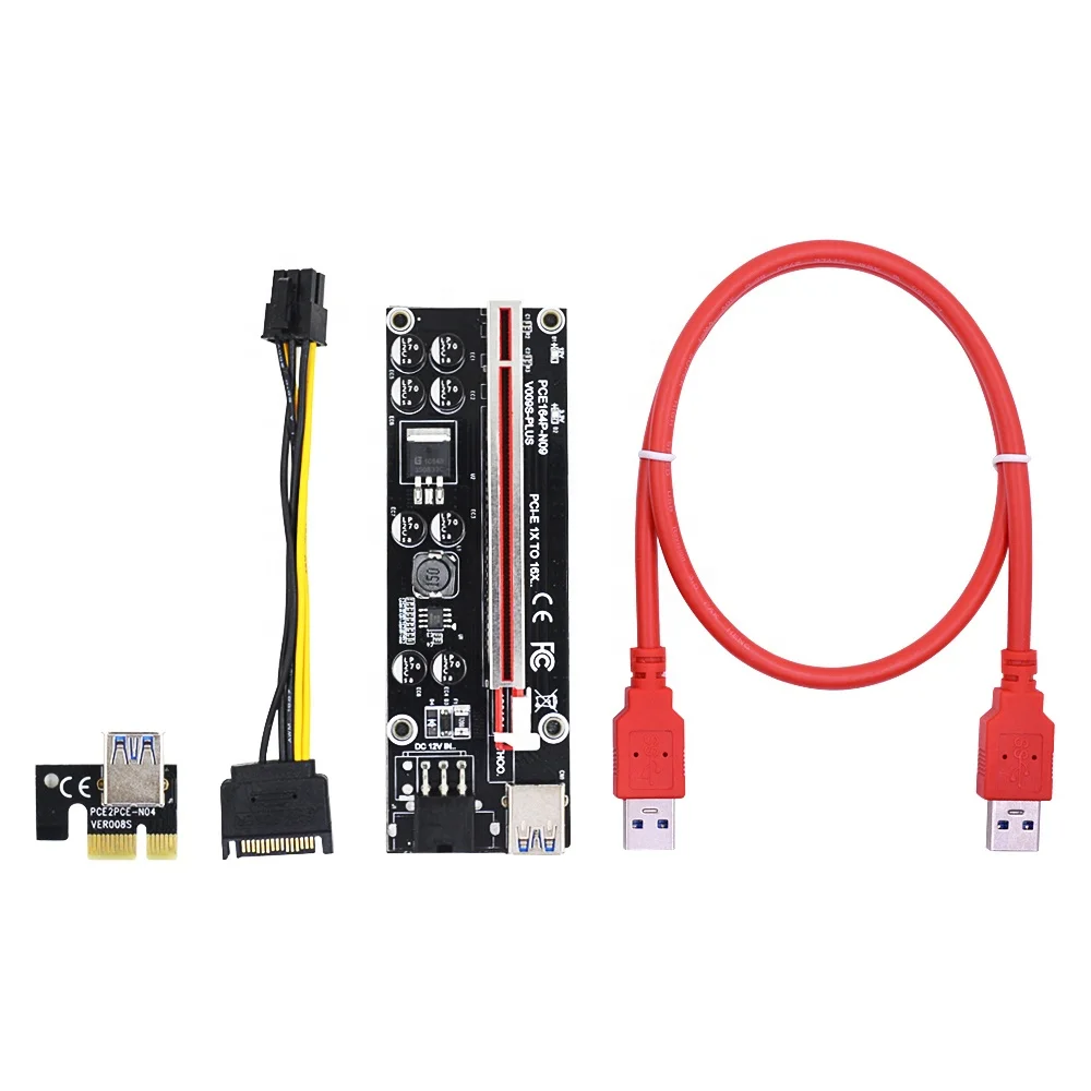 V009S VER009S Plus PCI-E Райзер-карта PCIE 1X до 16X удлинитель SATA к 6-контактному кабелю питания