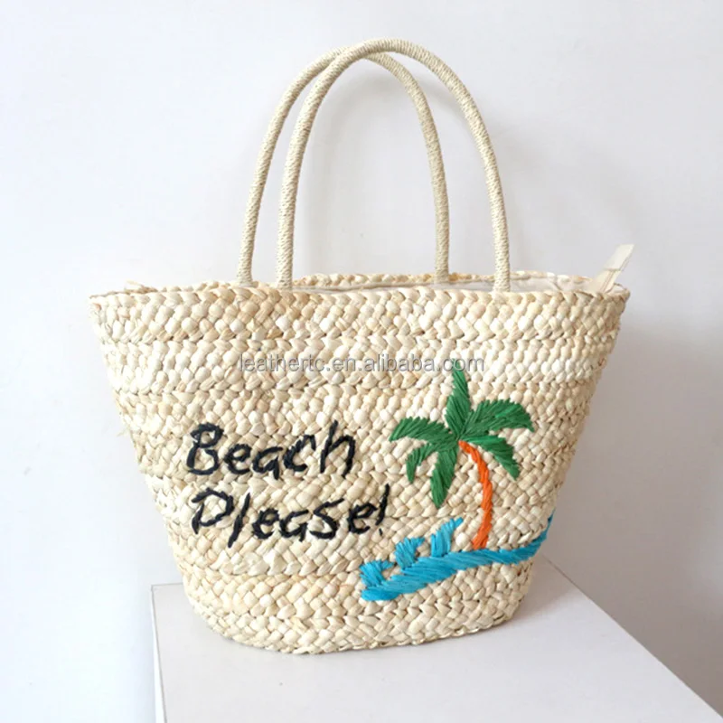 Designer custom corn husk hand-woven coconut tree straw bag one shoulder portable ladies bag holiday beach bag