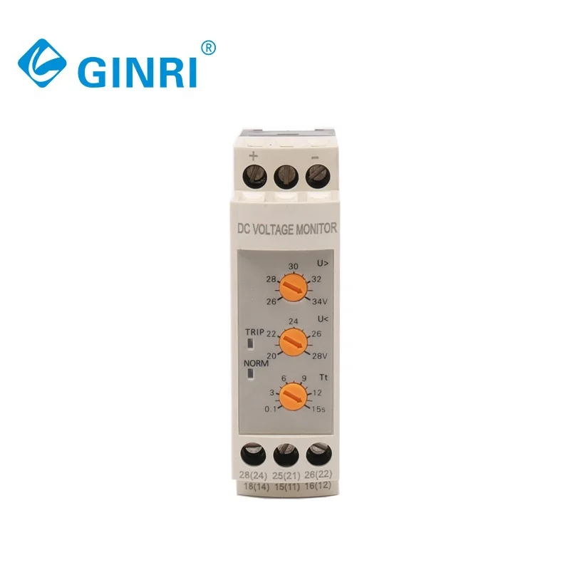 Реле GINRI DVRD-24 DC24V для контроля напряжения постоянного тока, регулируемое время задержки для реле перенапряжения и пониженного напряжения