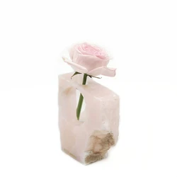 Nanwei Unique Decorative Pink Onyx Natural Surface Flower Vase