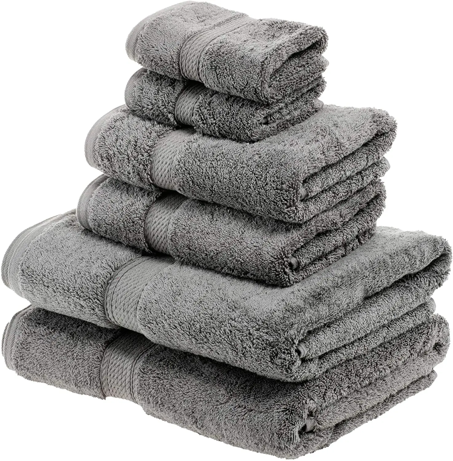 Basics High Absorbent 650gsm 100% Egyptian cotton bathroom towel set plain terry grey bath linen towel