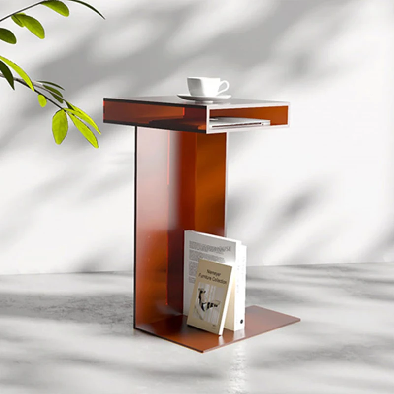 Luxury Fashion Coffee Table Living Room Bookshelf Side Table Transparent Colorful Smart Modern Rectangular Folded Acrylic Large