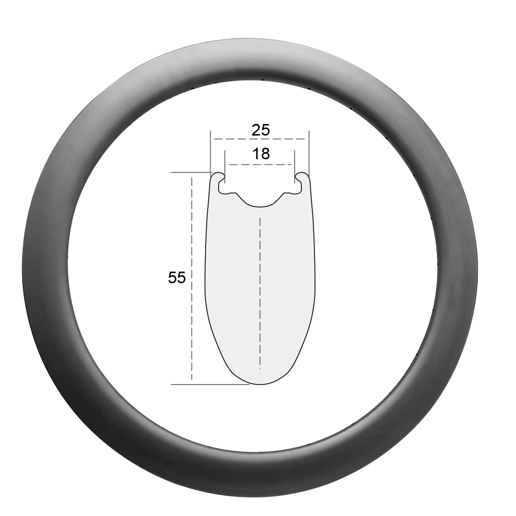 7 Tiger 55mm Profile 25mm Wide Carbon Fiber Rim for Road Bicycle Tubeless Tubular Bike Wheel