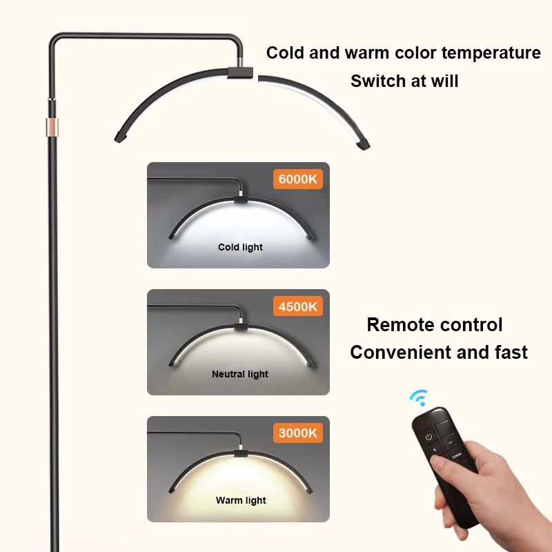 LED Lash Light Makeup Lamp Extension Half Ring Moon Floor Lamp With Stand Lashes For Tattoo Beauty Salon Eyelash Video Lighting