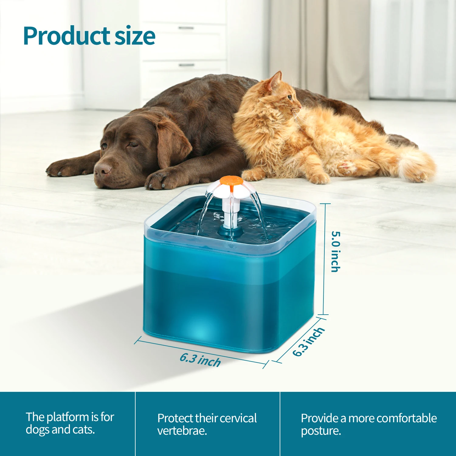  Lorenzo Odm Fuente De Agua Para Gatos 2L светло-голубого цвета; Каблук 16 см * 12 6 фонтан воды кота высокий домашних животных собака поливальщик авто для фонтанчика