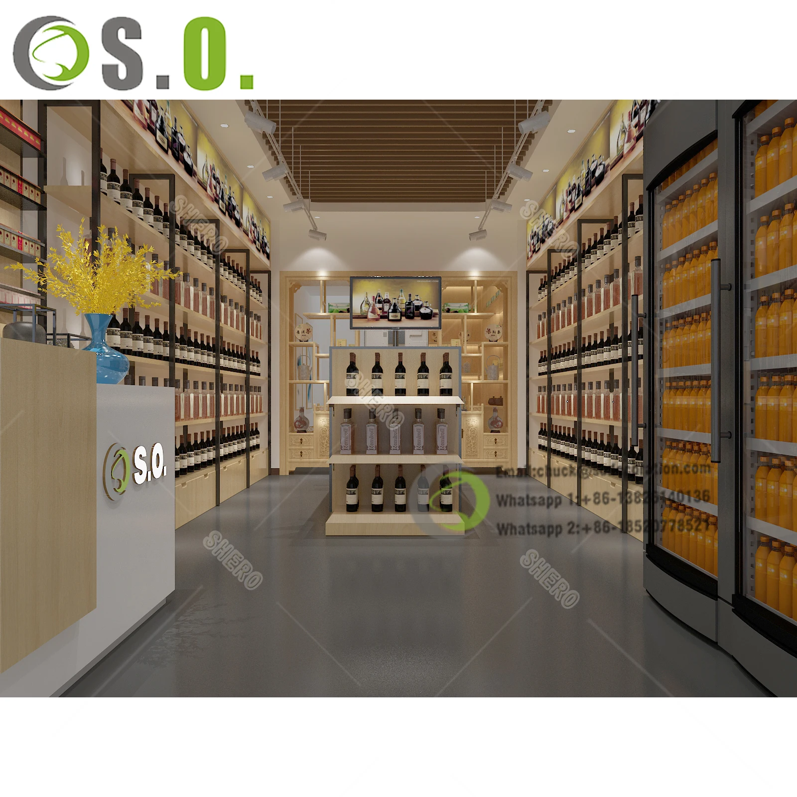 Commercial design cooling stainless steel display racks luxury wall large wine cellar whiskey glass display wine cabinet