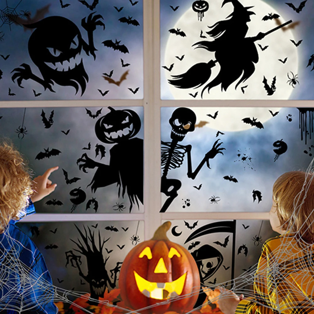 Halloween Decorations Window Clings, Window Posters Double-Sided Window Decals Halloween Party Decorations
