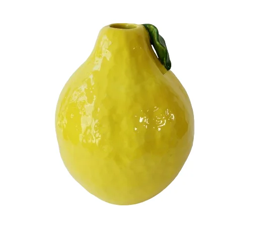 Creative Lemon shape ceramic flower vase for home decor indoor fruit shape plant pots lager flower vase