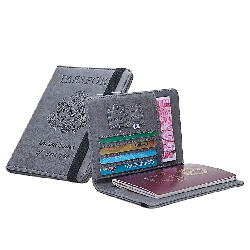 Hot sale cheap travel rfid blocking custom logo slim passport holder wallet with SIM card