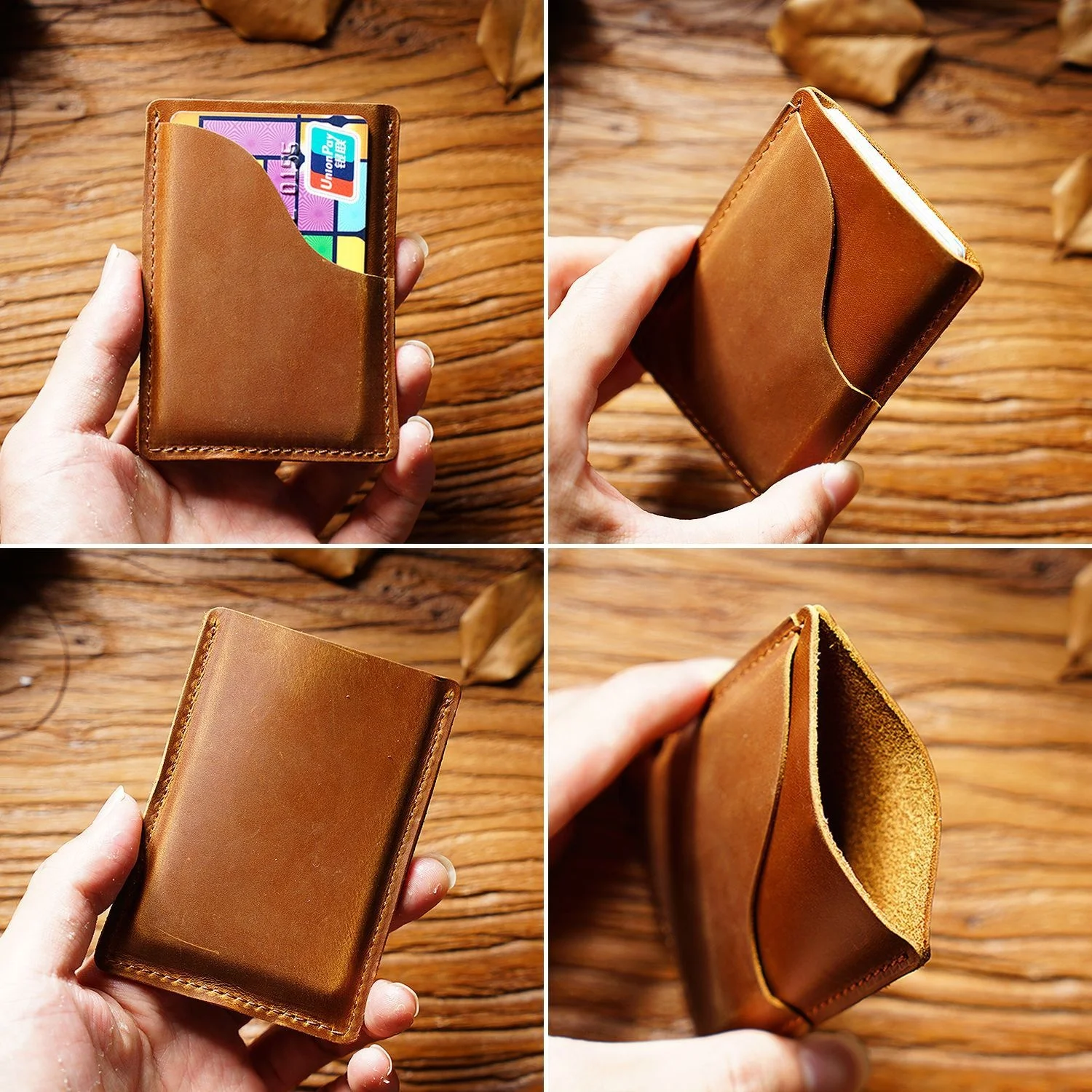 First-layer Cowhide Crazy Horse Leather Simple Multi-function Card Holder Retro Bank Card Ultra-thin Storage Folder