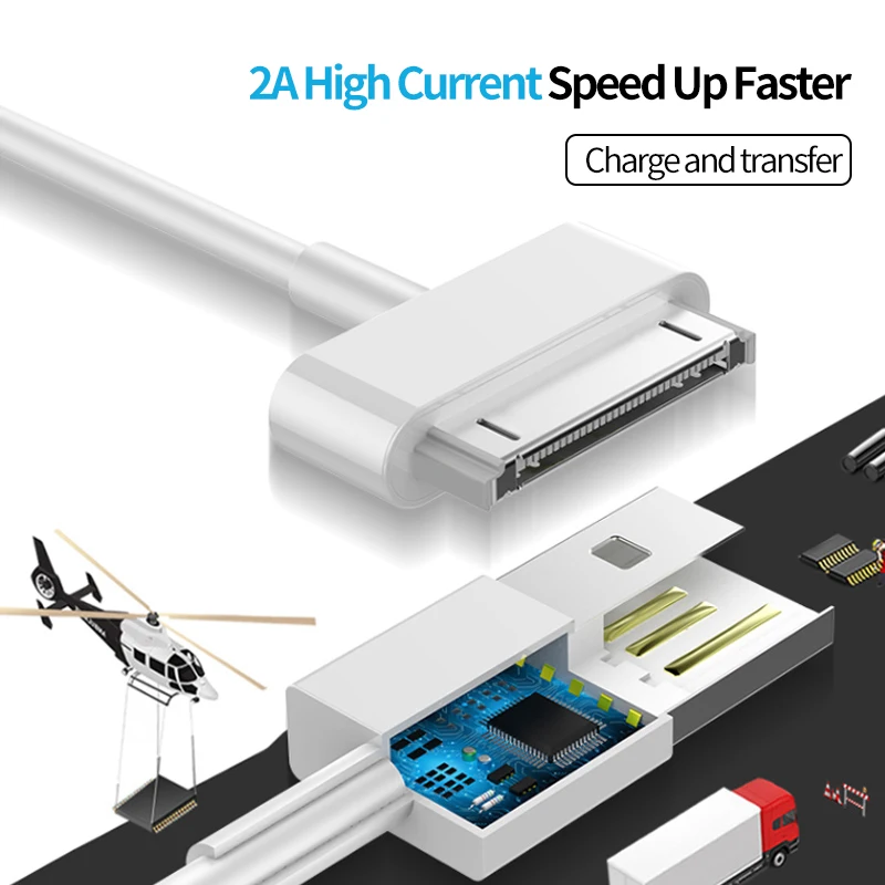 High Quality 2A Fast Charging Cable 30 Pin Interface For 4 4s 3 1 2 3 Touch Nano Series 1m 1.5m Cable Data Cord