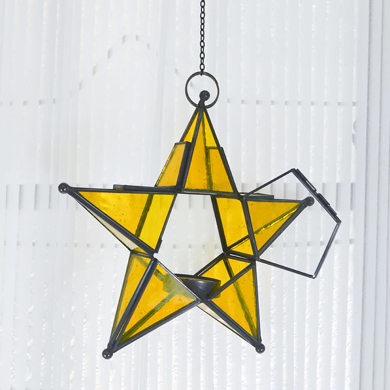Noolim Metal Star Glass Lantern Hanging Candle Holder For Decorative  Wedding Party Home Decoration Birthday Party
