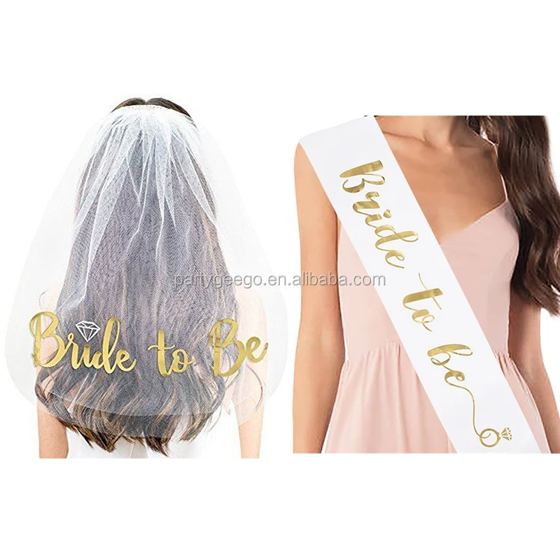 Factory Wholesale  Bride To Be Sash Bride Veil Set Party Supplies