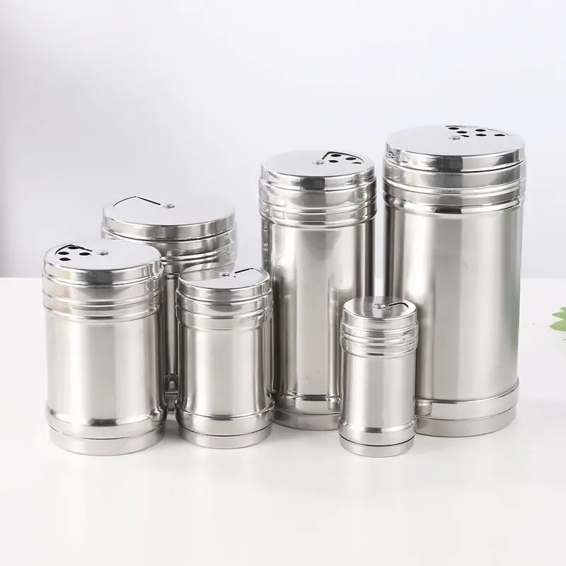 Stainless Steel Kitchen Salt Shaker Pepper Ground Cumin Powder Barbecue Seasoning Jar Seasoning Jar Toothpick Bottle Sticker Pen