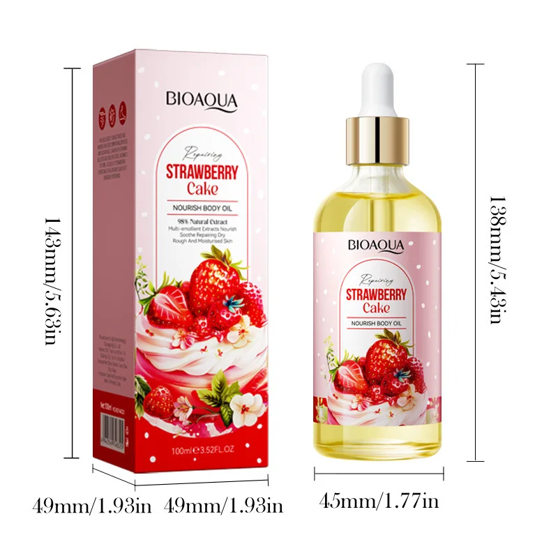 BIOAQUA Delicate Skin Soothe Body Hydrate Rough Reduce Refreshing Non-greasy Strawberry Cake Nourish Oil For Body Face