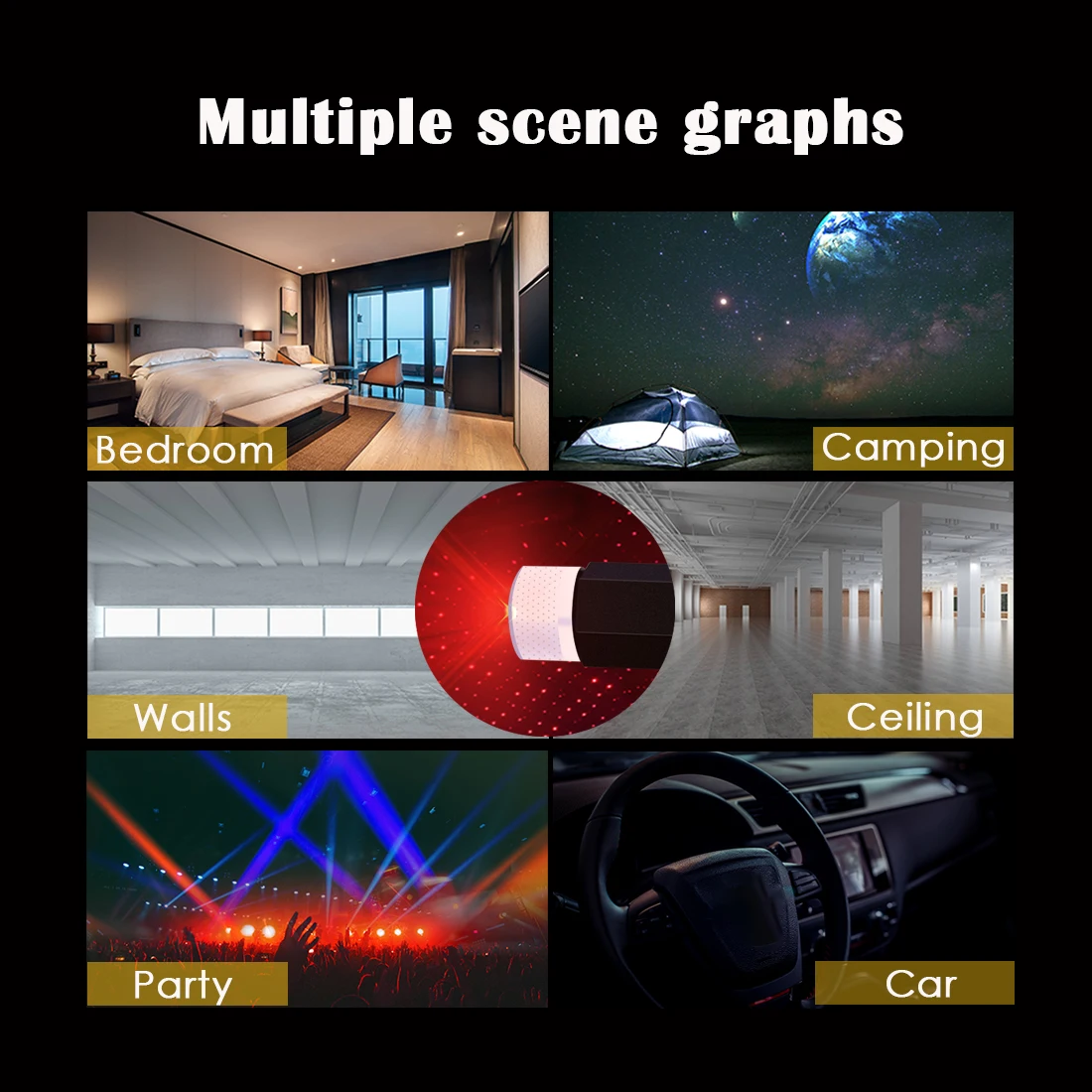 Car Interior Roof Top LED USB Decorative Colorful Star Light Neon RGB Atmosphere Projector Lamp Disco DJ
