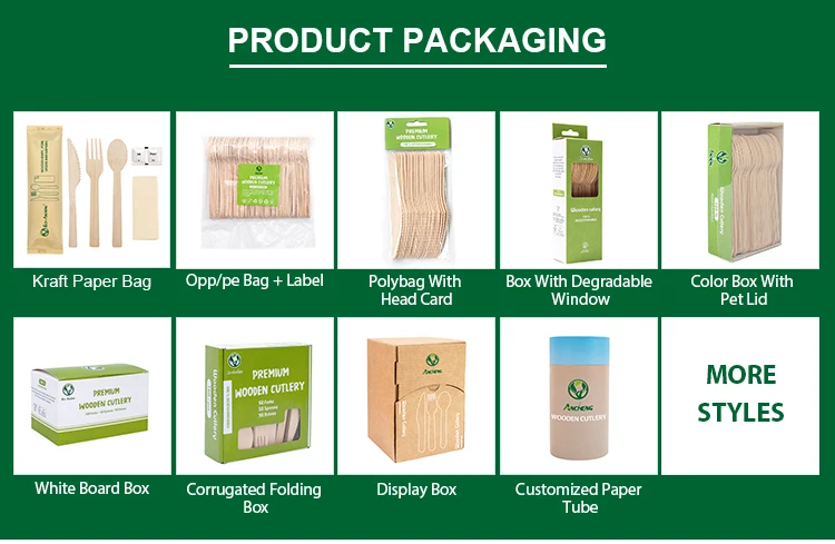 Eco-friendly Degradable Compostable Heavyweight Disposable Bamboo Tableware Knife Fork Spoon for Sale