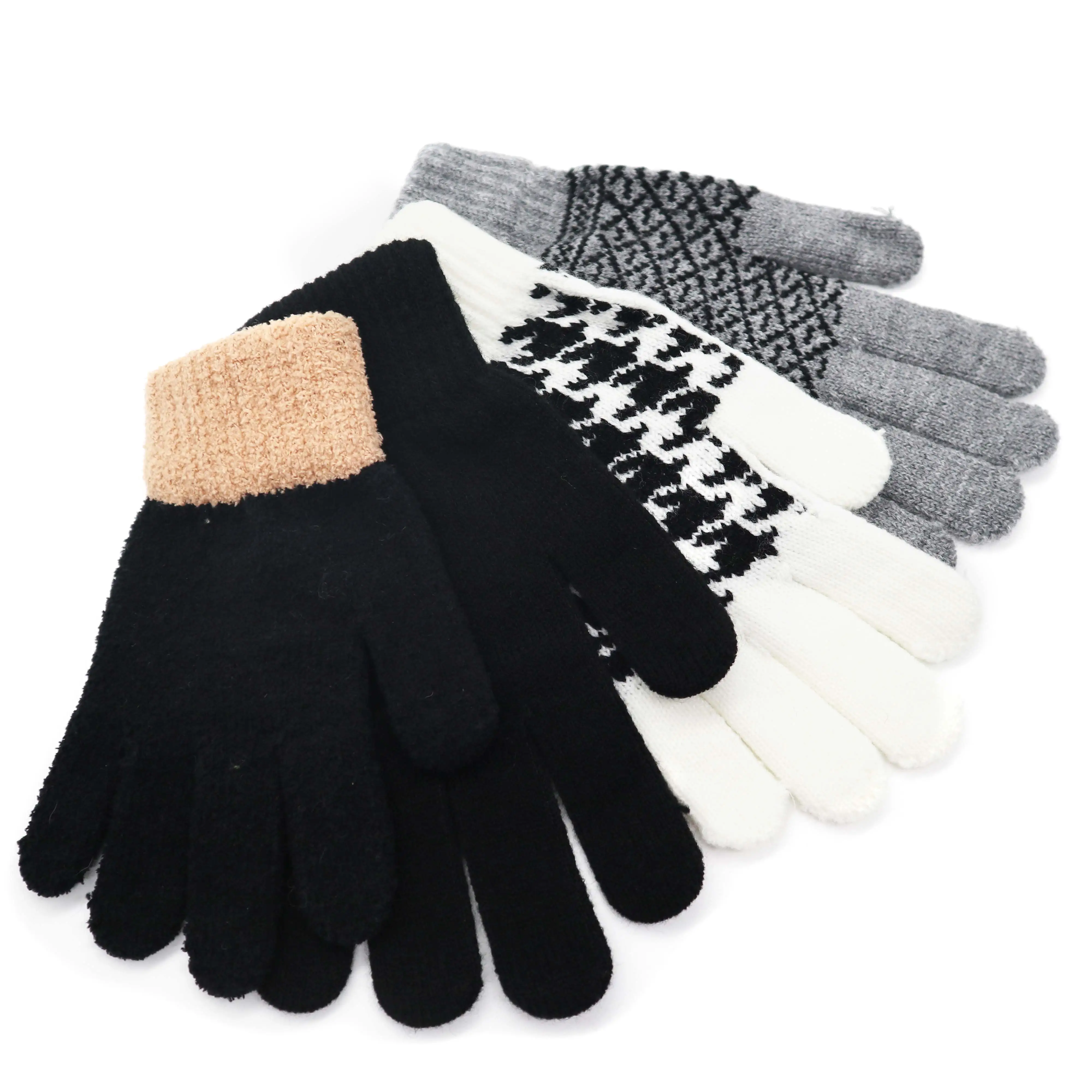 Hot selling Winter Gloves warm Gloves knitted  Winter Warm Stretch Knitted Touch Screen Women Men Daily Life Jacquard Winter