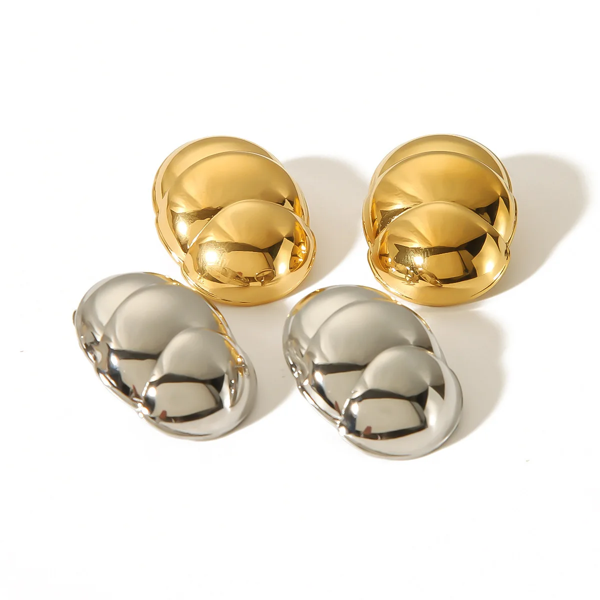 YWXS fashion jewelry 18k gold stainless steel Silkworm pupa-shaped high-grade sense wave texture simple fashion earrings