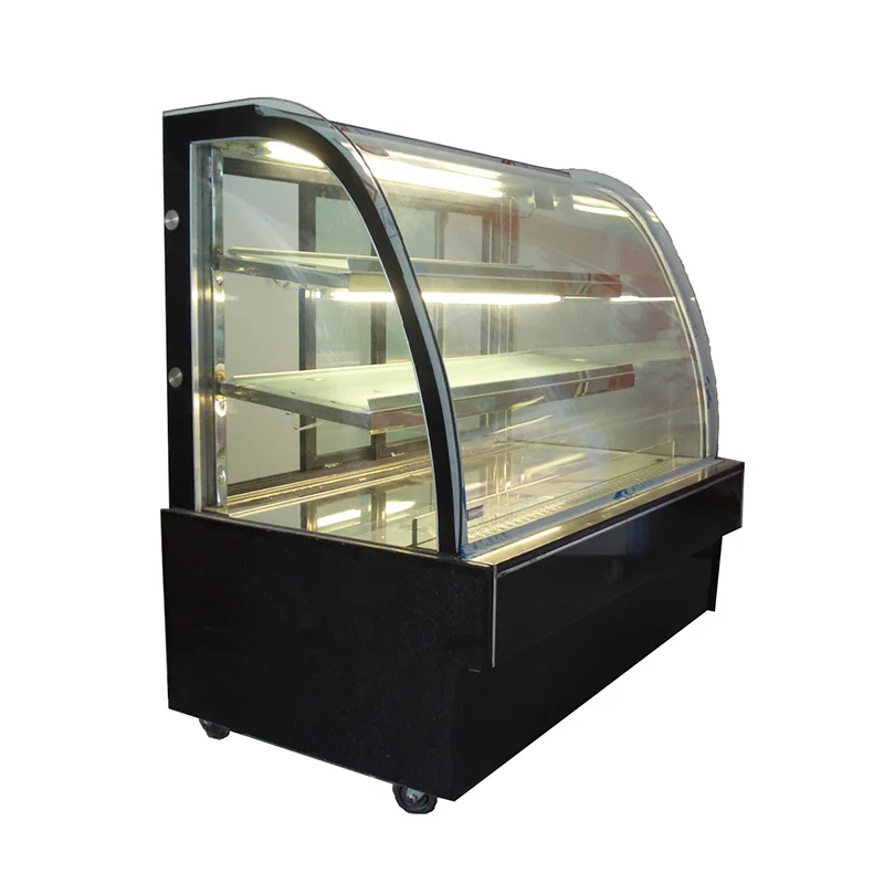 Лучшая Деллинг Холодильная витрина для тортов подставка выпечки счетчик чиллер морозильник с изогнутым стеклом