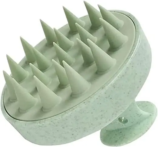 eco friendly wheat straw hair silicon cleaning massage shampoo brush silicone scalp massager hair scalp brush