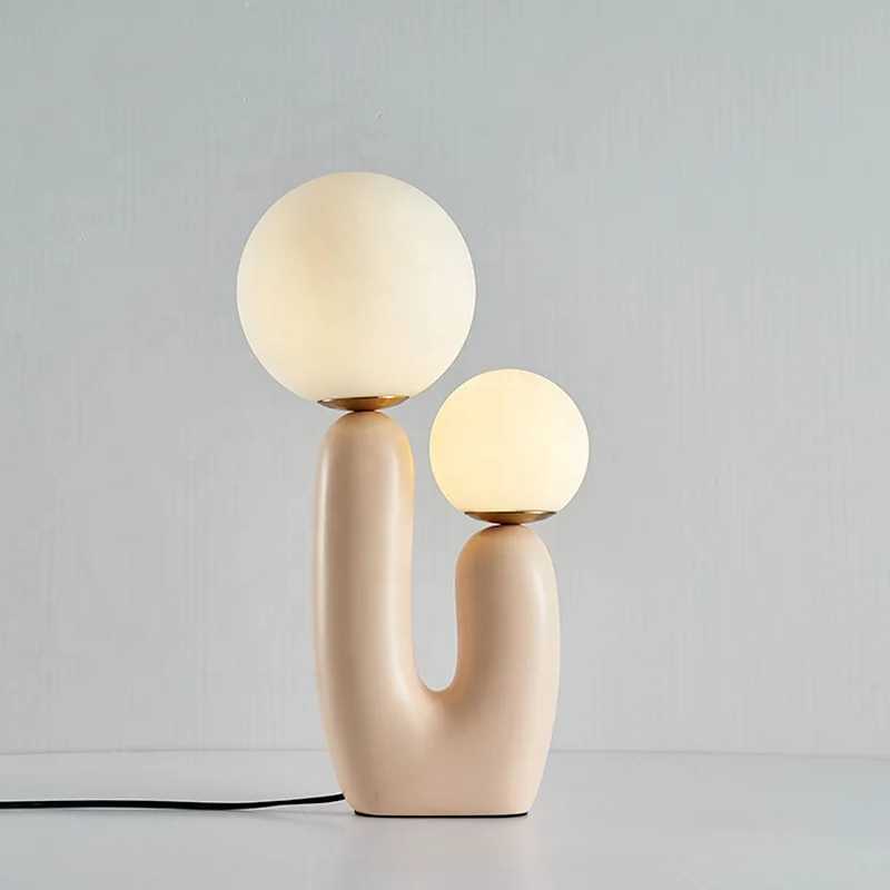 Wholesale Resin Table Lamp Indoor Decorative glass Lighting Sconce Bedside Lamps Bedroom Model Double Head Decor desk light