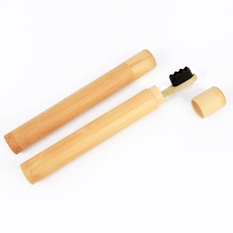 Custom Logo Bamboo Toothbrush With Bamboo Case For Home Hotel Travel