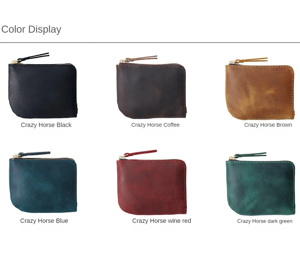 Hot Selling Genuine Leather Wallet Retro Leather Zippered Wallet Portable Short Zip-around Bifold Wallet For Man Women