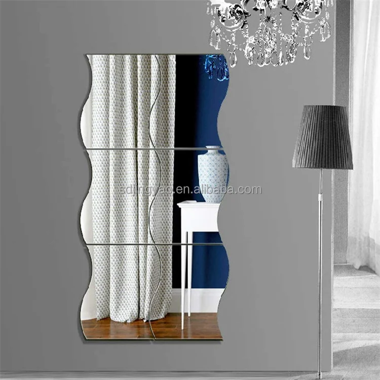 cheap price high quality HD frameless wave S shaped mirror, Wholesale decorative frameless HD mirrors decor wall and furnitures