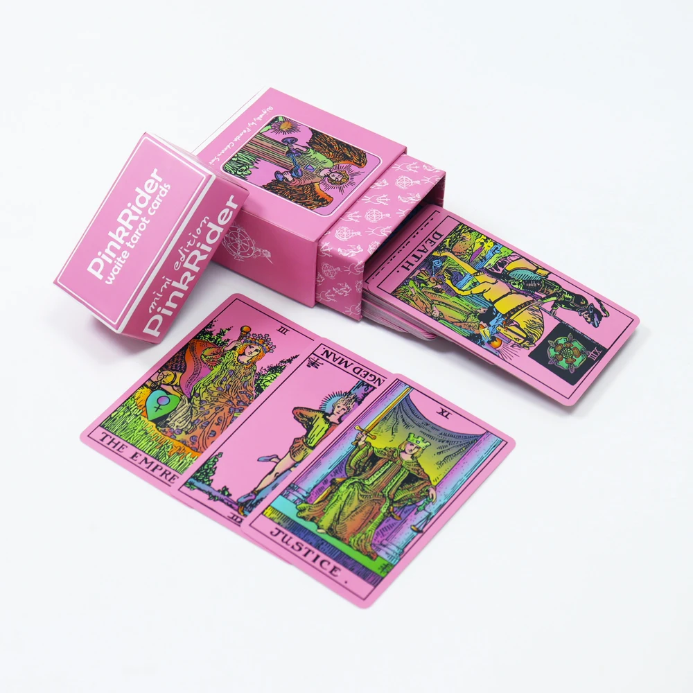 custom pink rider mini tarot card original full colors printing your own design Durable tarot rider cards deck