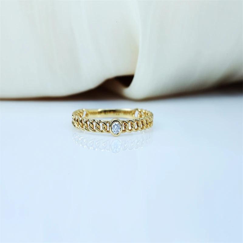 Factory-Customized 18K Gold Plated White Diamond Ring Classic Style GIA Certified for Engagement or Wedding IGI Certificate