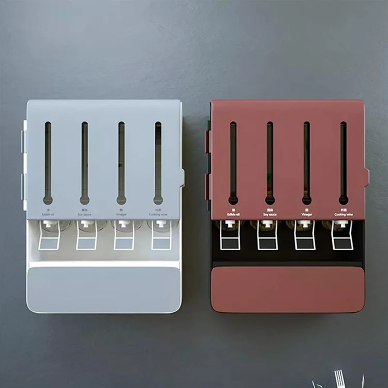 Multifunctional Kitchen Seasoning Condiment Oil Liquid Dispenser Storage Container Box Wall Mount Spice Rack With Faucet