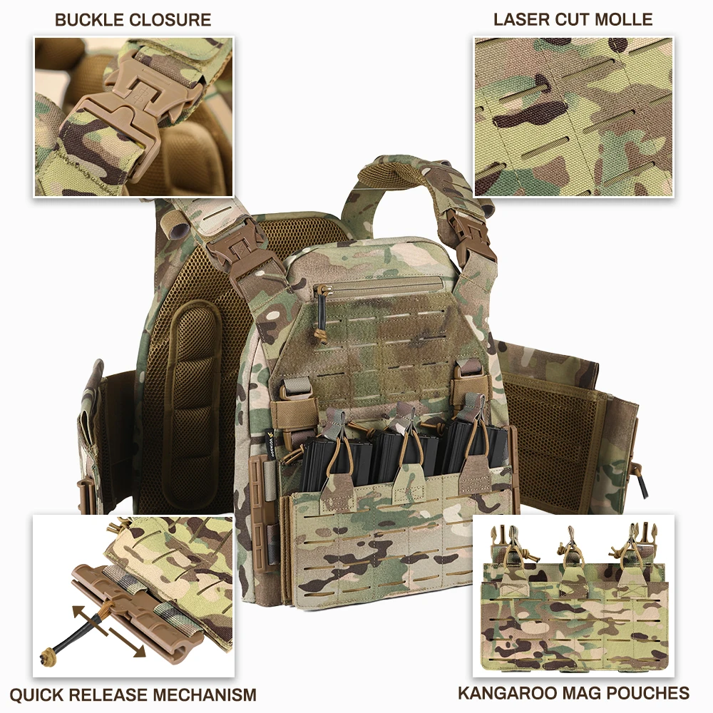 PTG Hunting Vest Outdoor Molle Body Protection Equipo Tactico Pouch Plate Carrier Chaleco Tactico Tactical Vest