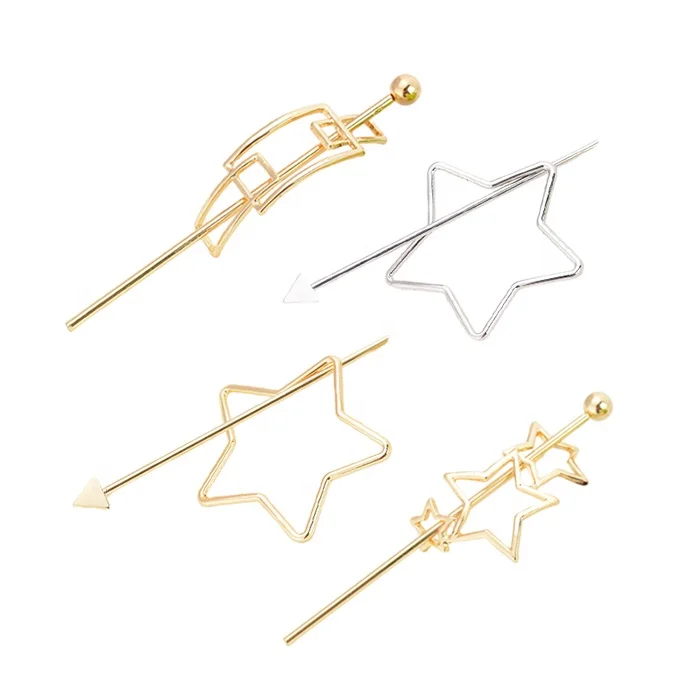 Korean version of love hairpin hairpin, fashion ladies ponytail comb, star-shaped metal hair fork wholesale