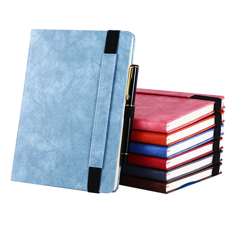 Low MOQ dairy journal promotion Custom sublimate print embossed note  business wholesale notebook With pen holder