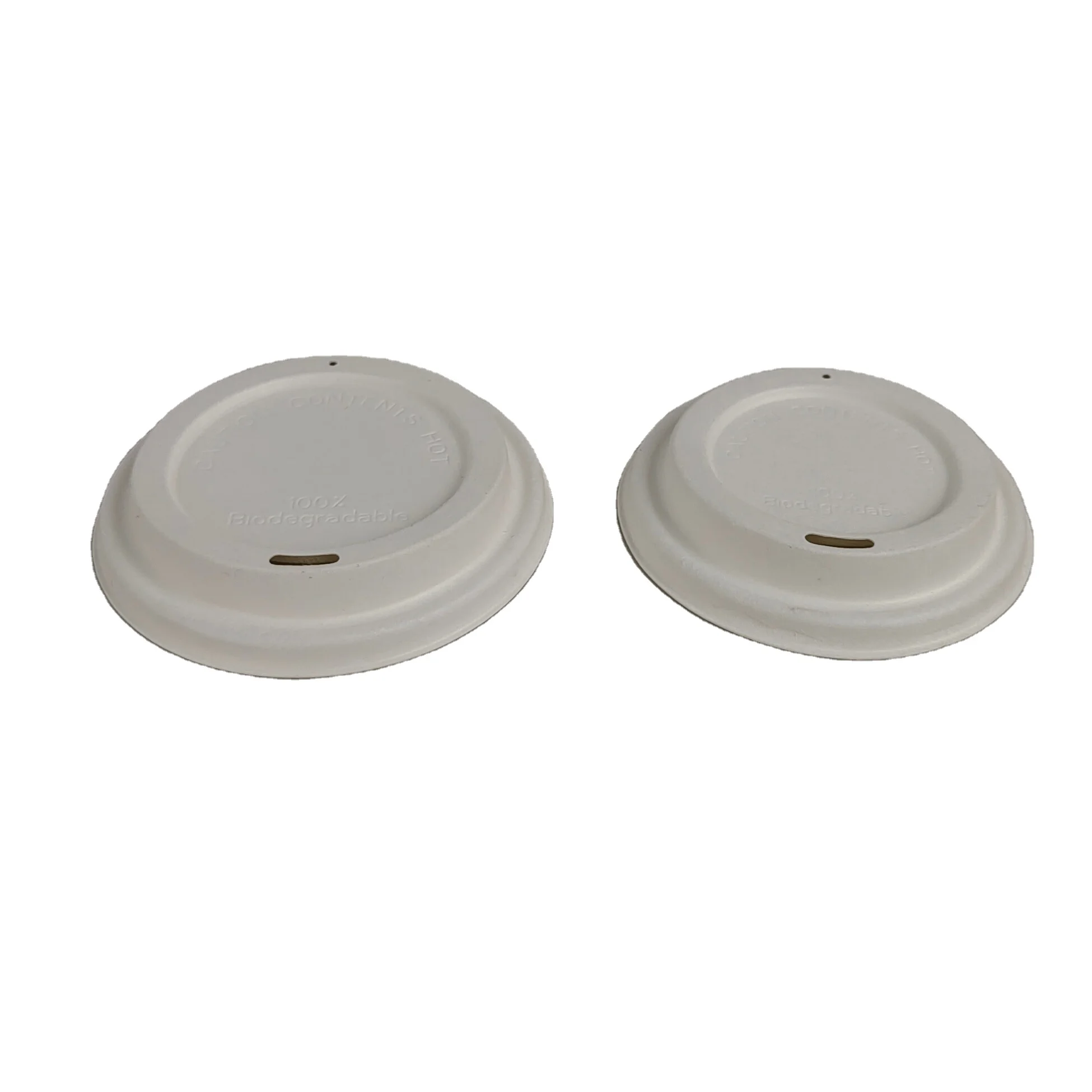 90mm Disposable Bagasse Pulp Compostable Biodegradable Paper Coffee flat cup lid for  bamboo pulp  cup