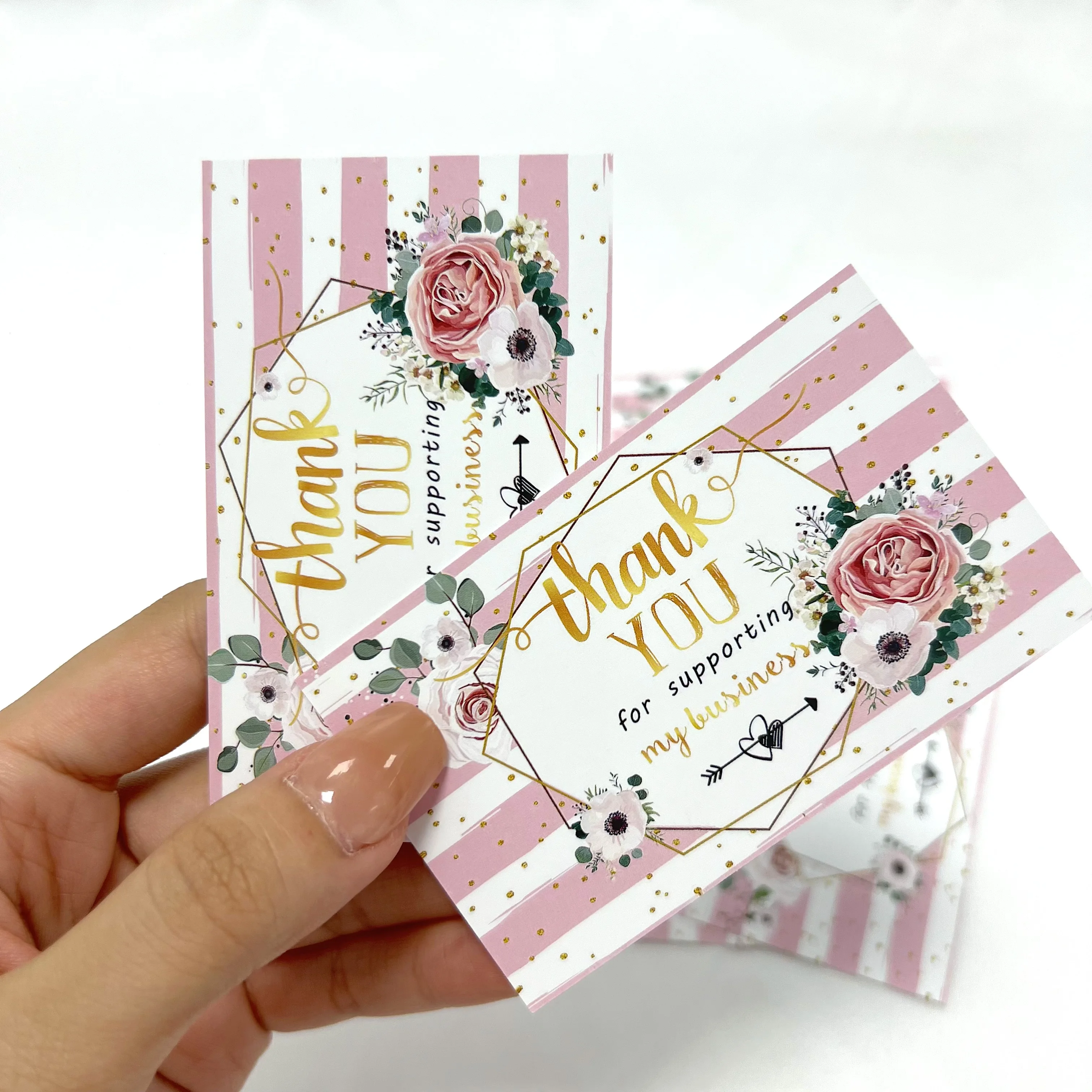 Customized Coated Paper Product Digital Printing Business Parcel Insert Shopping Thank You Card Order Purchase Logo Lashes