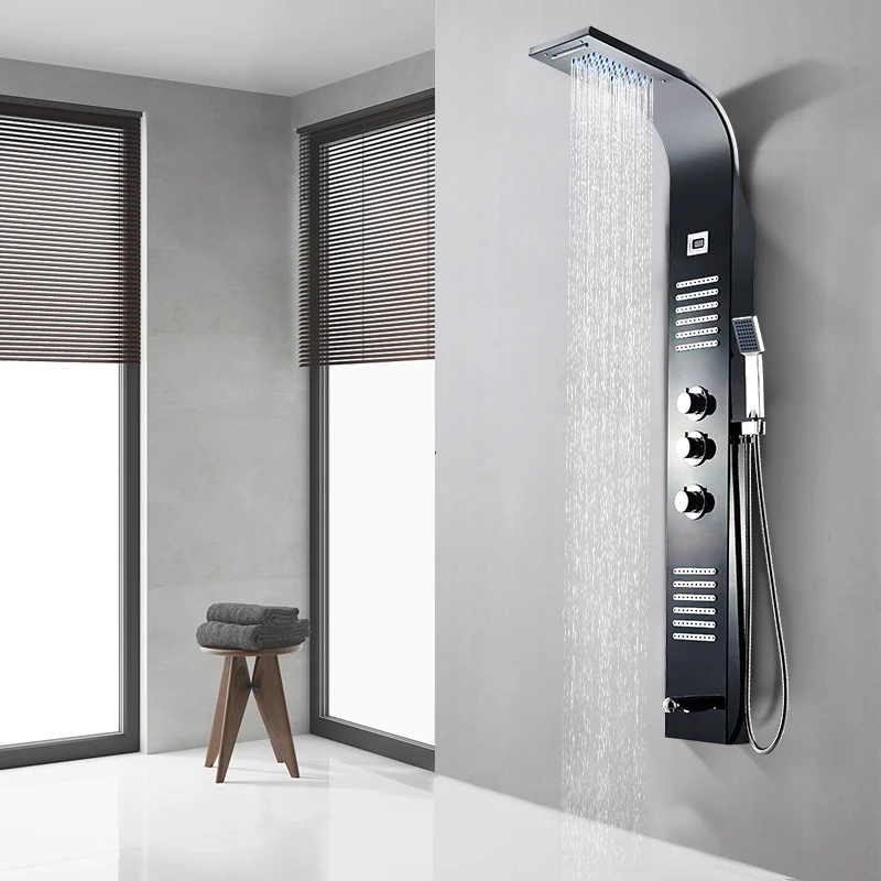 Умная настенная душевая панель для ванной комнаты массажный смеситель тела душа с цифровым дисплеем скрытая