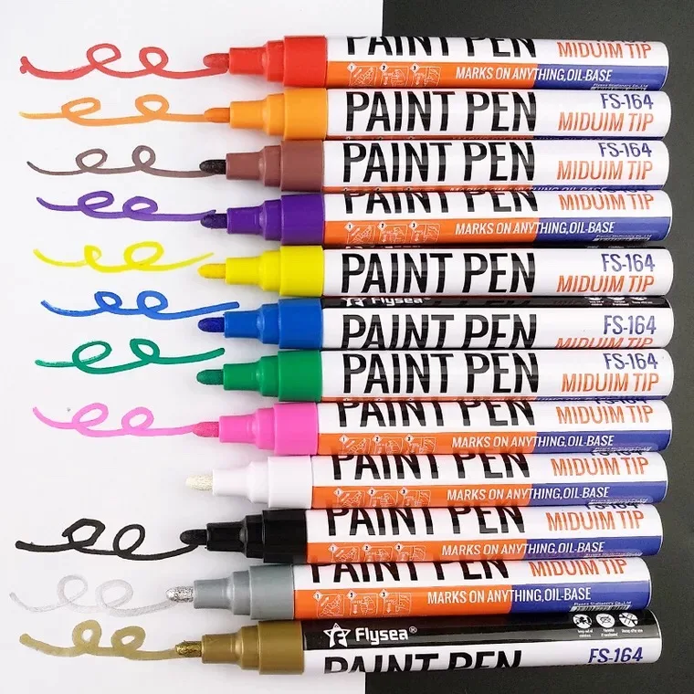 
12Colors/Box Wholesale Paint Marker Oil Based for Shoes ,Metal,Furniture,Wood 