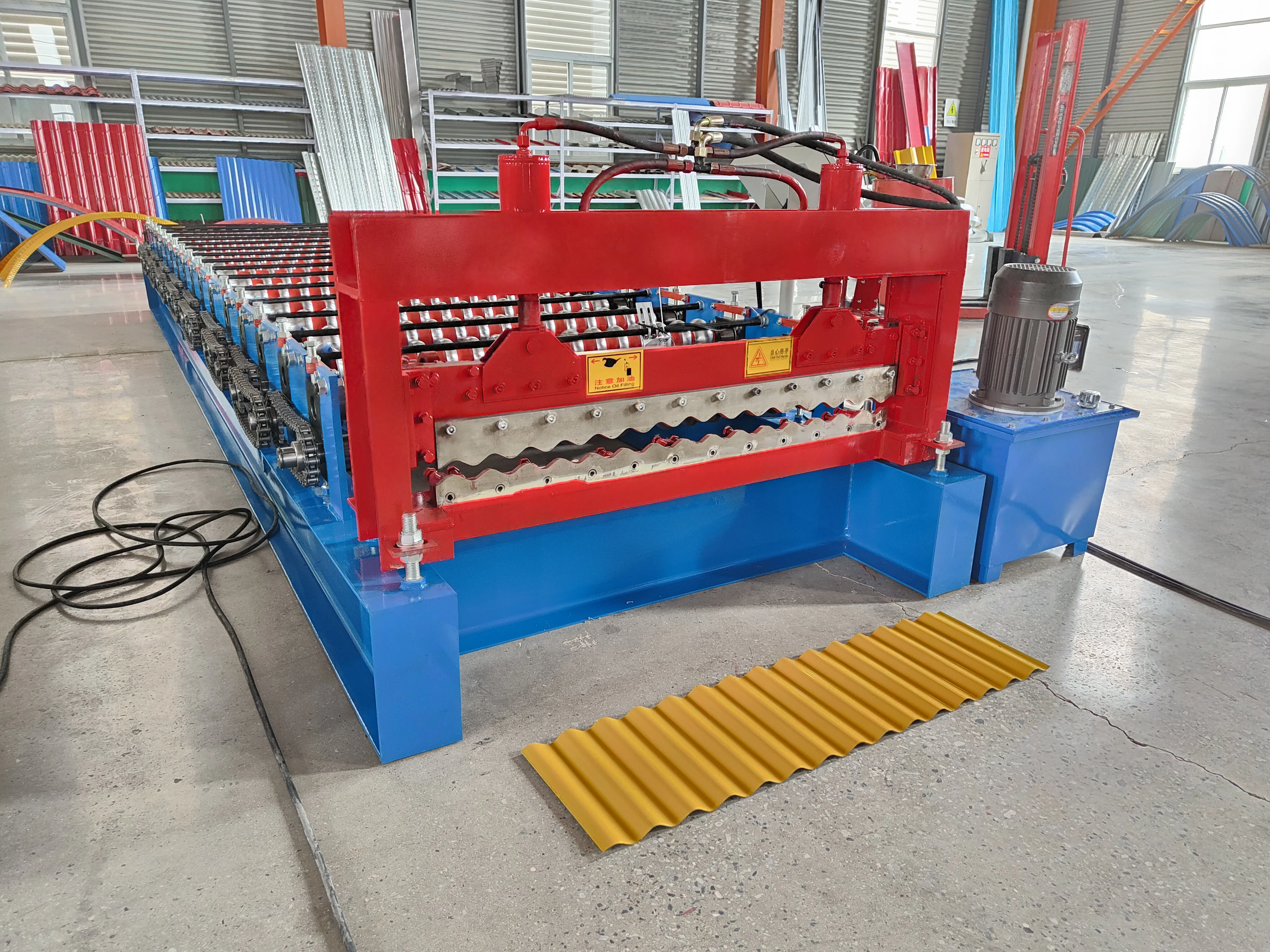 0.3mm -0.8mm 1250mm Width Color Steel PPGI Zinc Roof Sheet Corrugated Roll Forming Machine Corrugated Wavy Making Machine