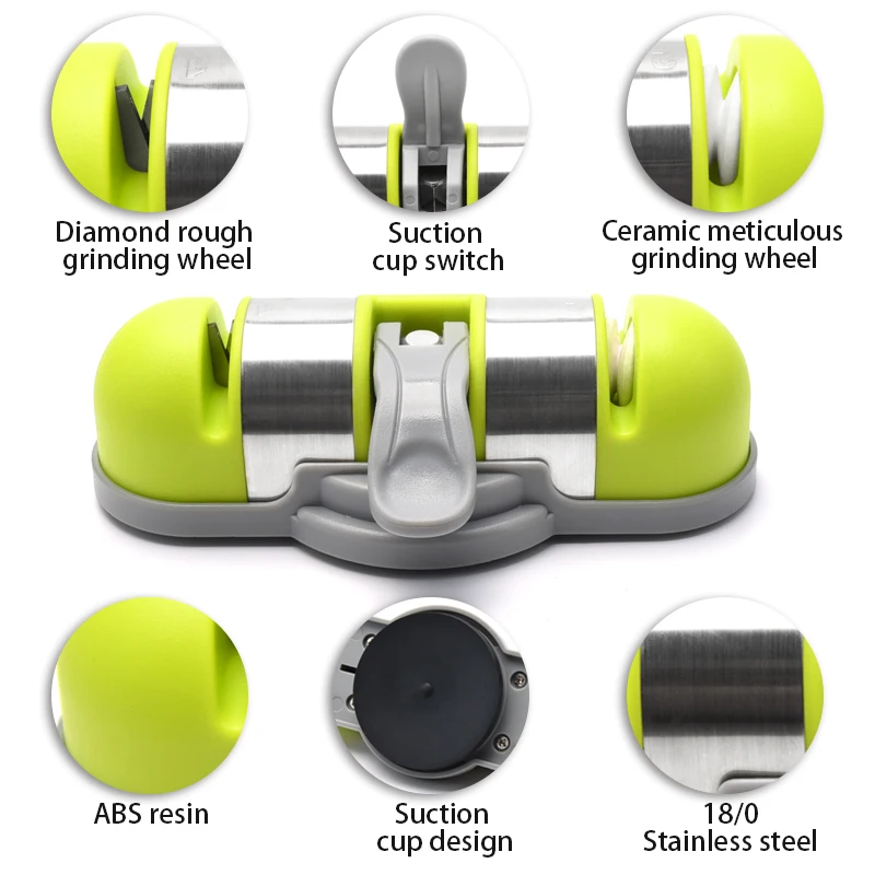 Kitchen gadgets 2-stage tungsten ceramic rod manual knife sharpener with non-slip chassis