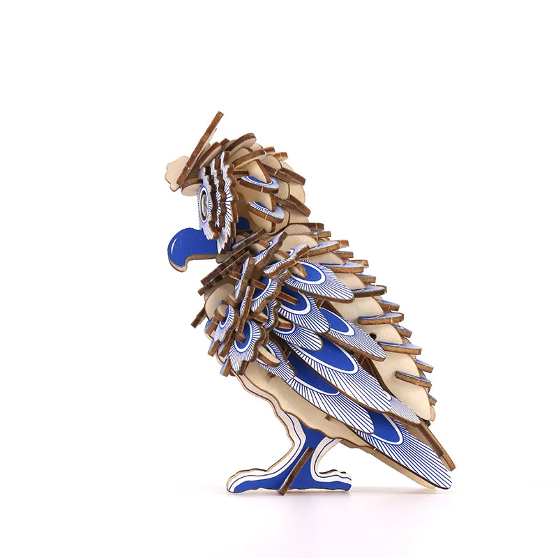 Jigsaw Puzzle Assembly Model Educational Toy Wooden Puzzle Animal Craft Puzzle Colorful Owl DIY 3D 2 Sheets/set 7KG/6.6KG 142pcs