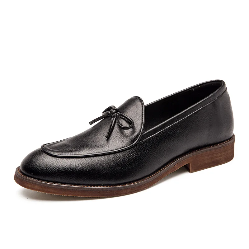 Leather Dress Men Shoes Slip On Italy Retro Business Wedding Formal Flats Shoes For Men