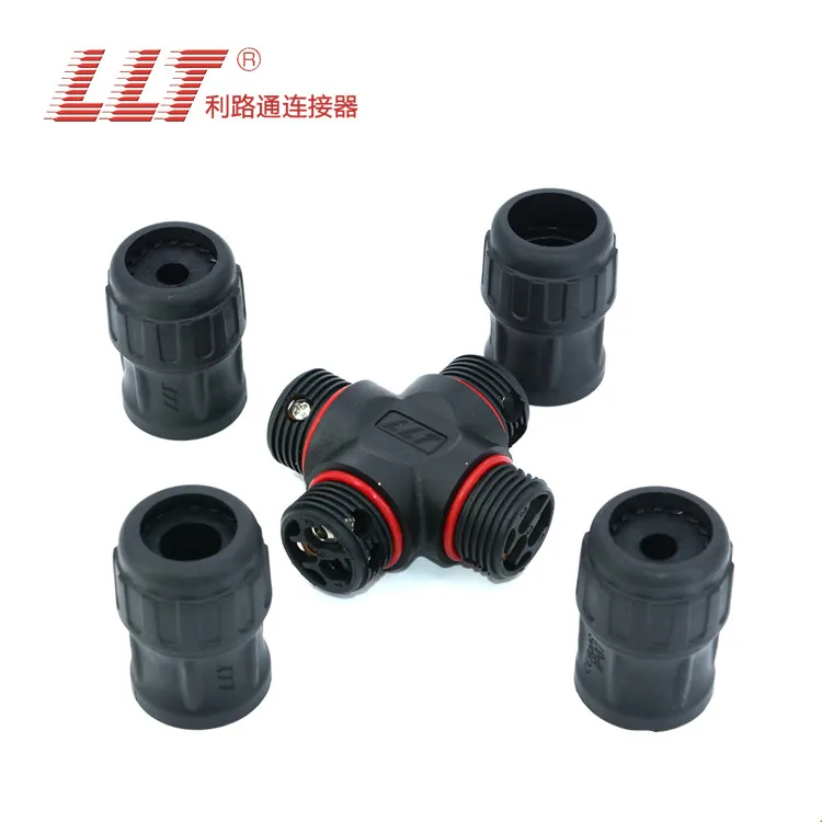 llt L25  35A 3pin 600V IP67 electric distribution led 4way screw wire assembly 2 3 4pin connector